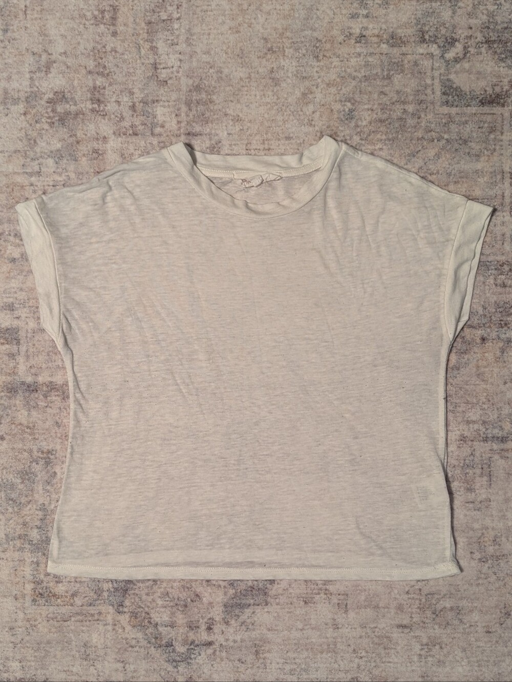 Pink Rose Light Cream Boxy Short Sleeve Tee